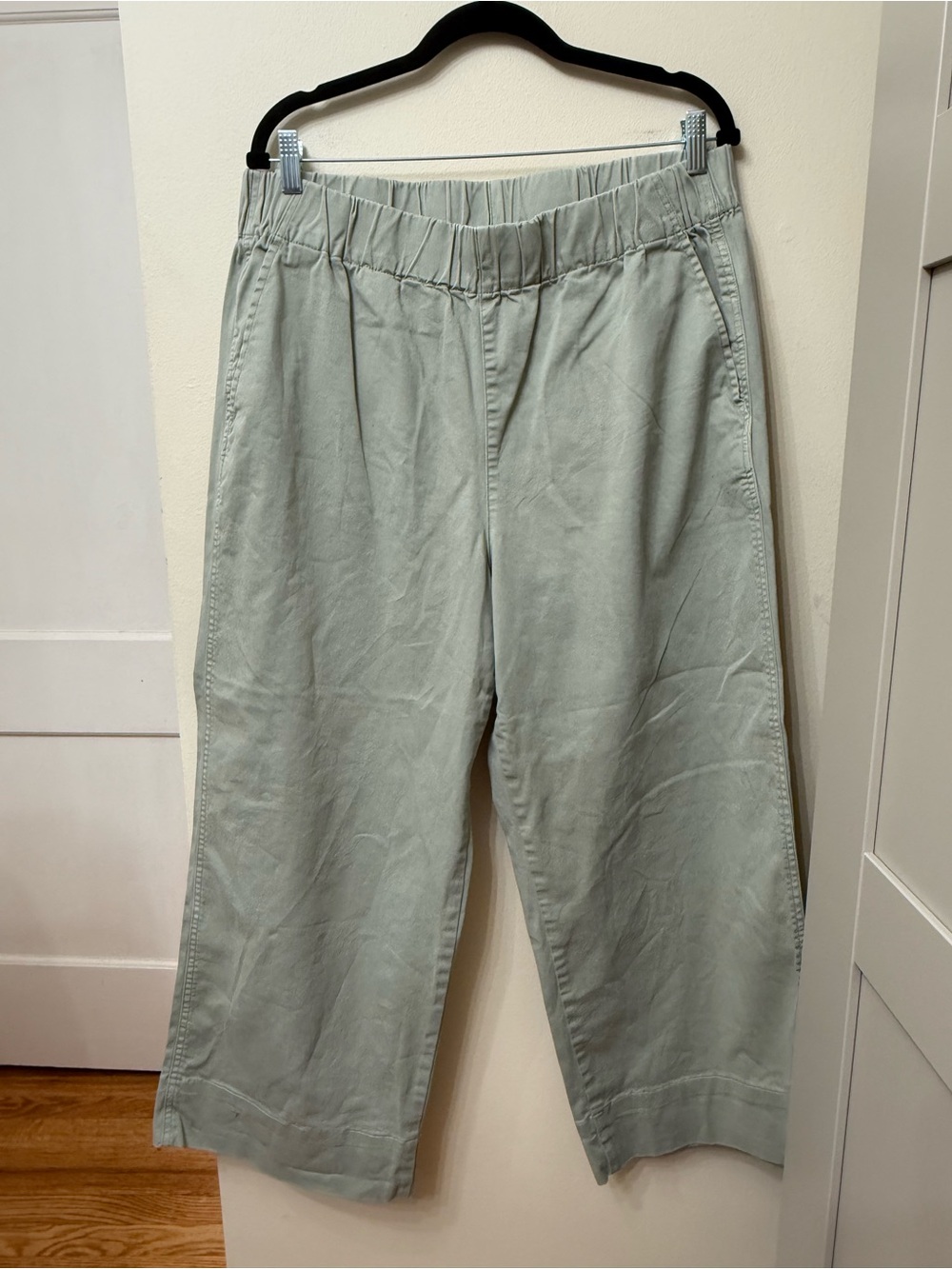 J. Crew XL 16 18 Sage Pull On Wide Leg Cotton Chinos Preppy Casual Comfy Eco
